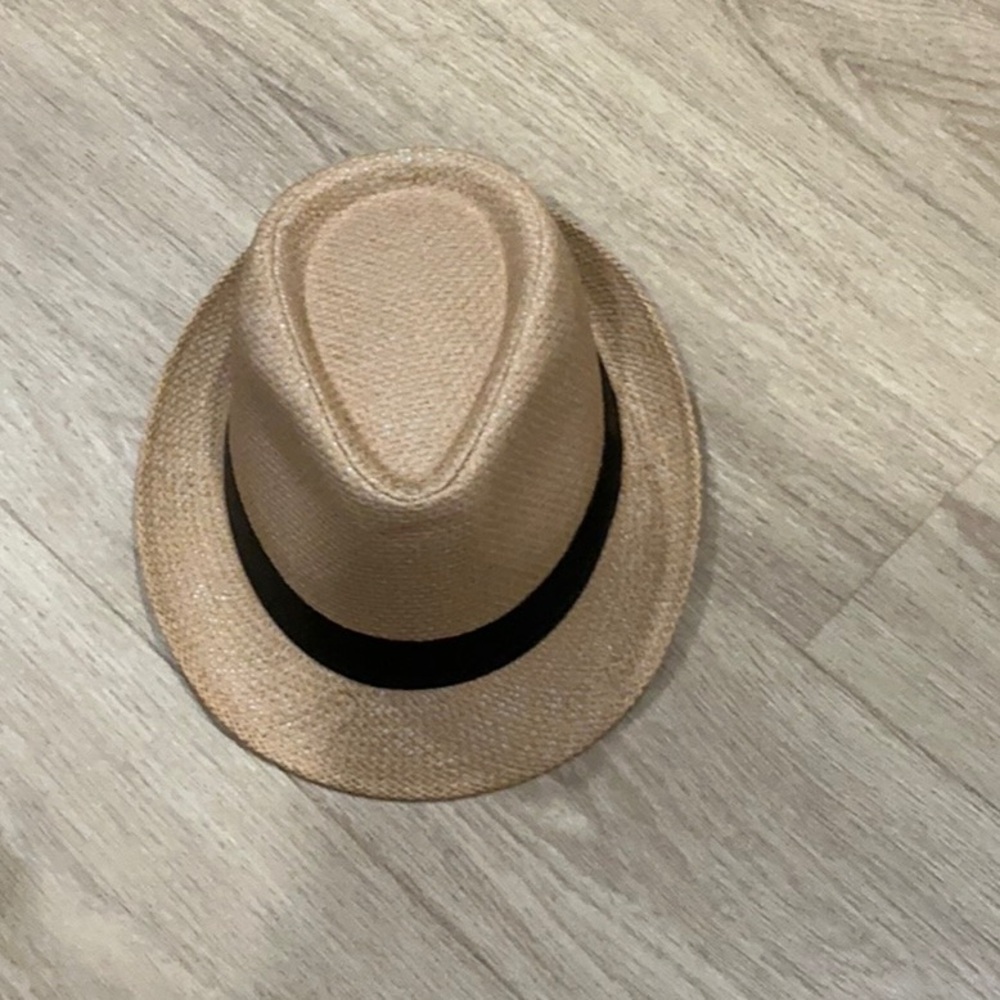 Stylish Tan Fedora Hat with Black Band 58 cm
